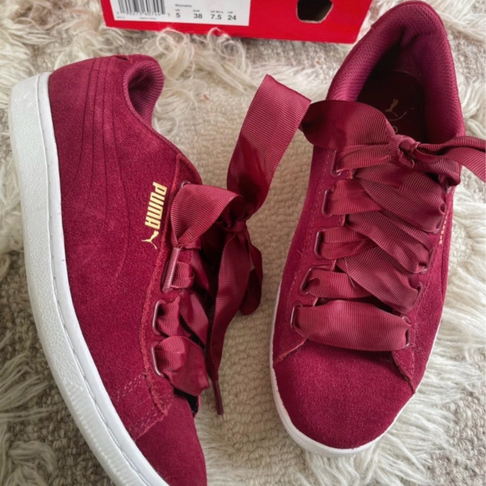 Puma Vicky Burgundy Ribbon Sneakers